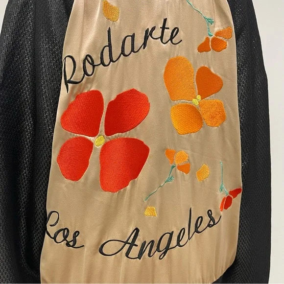 Rodarte Embroidered Flower Bomber Jacket, Black/Gold, X-Small, Small - Picture 8 of 14